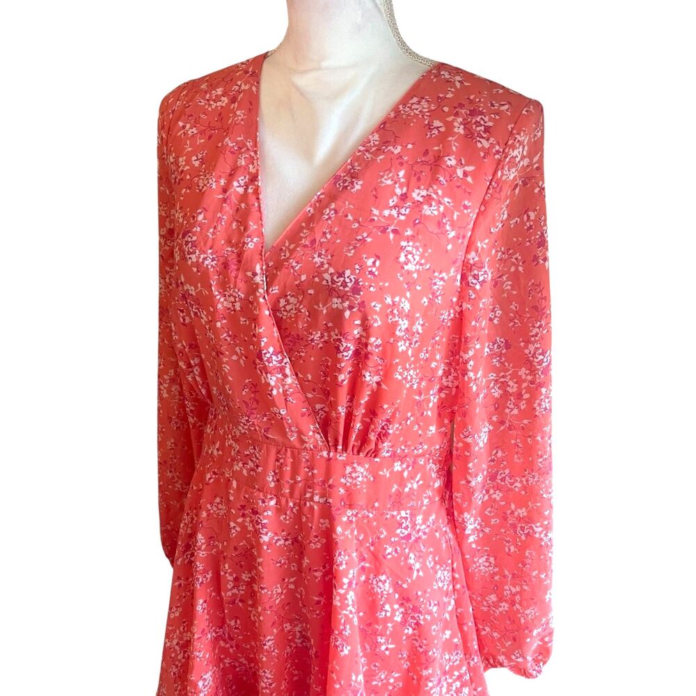 Coquette Pink Floral Tie Back Mini Dress Bow Cottagecore Romantic Summer XL - Picture 2 of 12